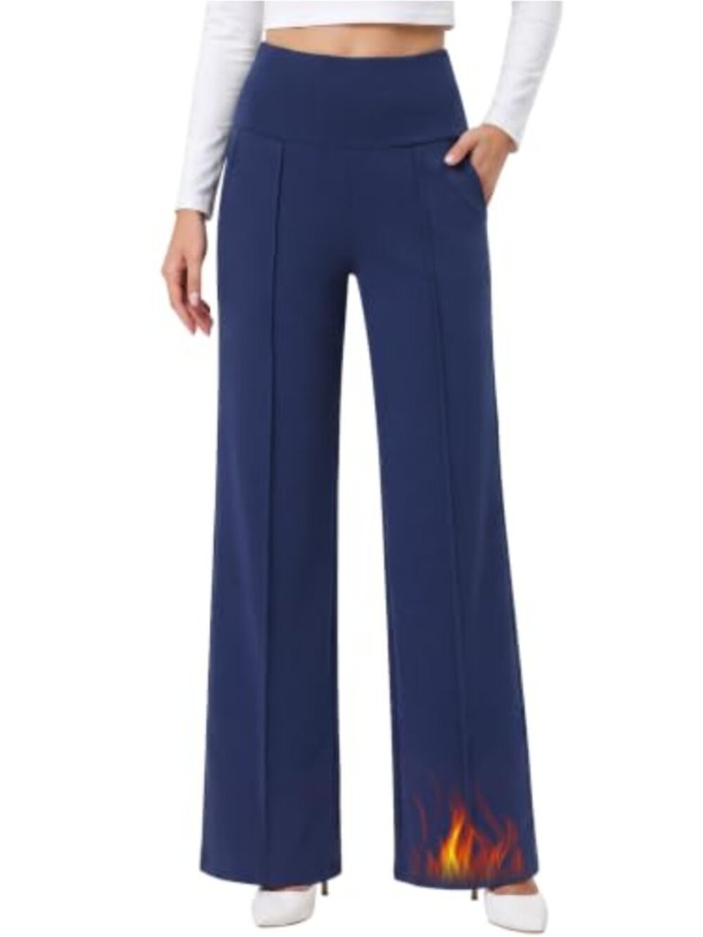 Fleece Lined Straight Leg High Waist Thermal Winter Pants